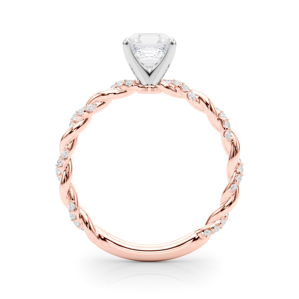 Romantic With Twisted Shank Round Diamond Engagement Ring in 10K/14K gold and platinum with certified lab-grown or natural diamonds