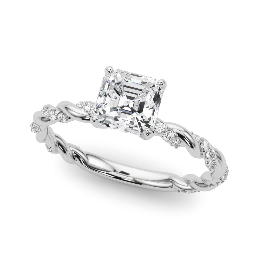 Romantic With Twisted Shank Round Diamond Engagement Ring in 10K/14K gold and platinum with certified lab-grown or natural diamonds