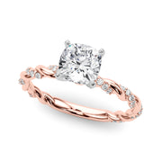 Romantic With Twisted Shank Round Diamond Engagement Ring in 10K/14K gold and platinum with certified lab-grown or natural diamonds