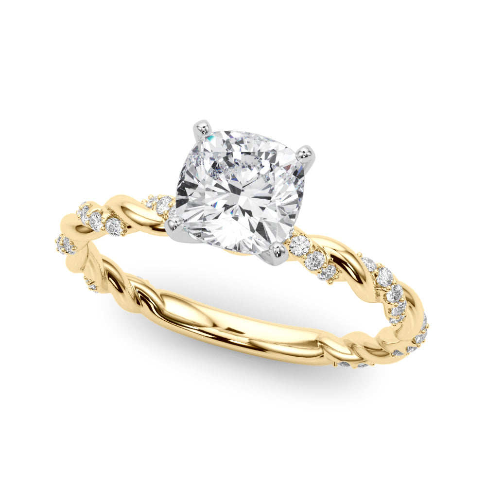 Romantic With Twisted Shank Round Diamond Engagement Ring in 10K/14K gold and platinum with certified lab-grown or natural diamonds