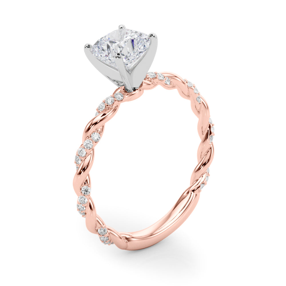 Romantic With Twisted Shank Round Diamond Engagement Ring in 10K/14K gold and platinum with certified lab-grown or natural diamonds