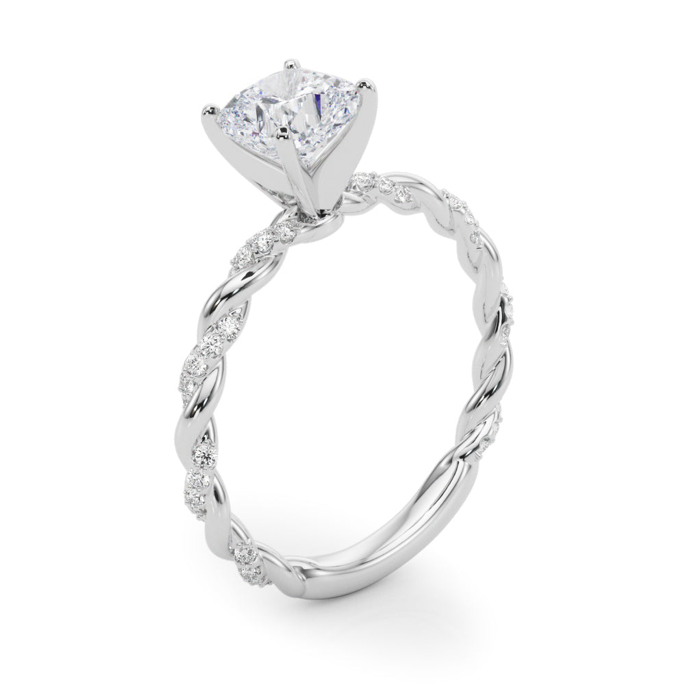 Romantic With Twisted Shank Round Diamond Engagement Ring in 10K/14K gold and platinum with certified lab-grown or natural diamonds