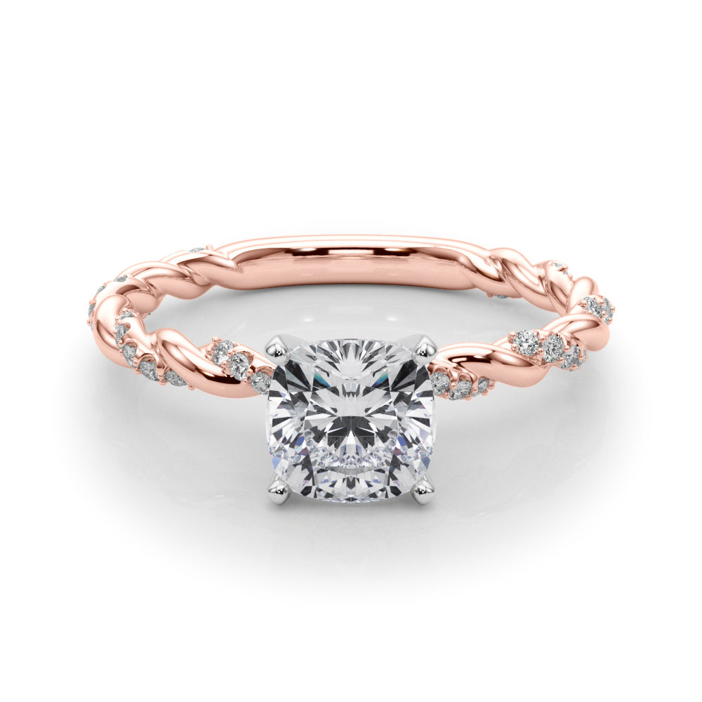 Romantic With Twisted Shank Round Diamond Engagement Ring in 10K/14K gold and platinum with certified lab-grown or natural diamonds