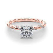 Romantic With Twisted Shank Round Diamond Engagement Ring in 10K/14K gold and platinum with certified lab-grown or natural diamonds