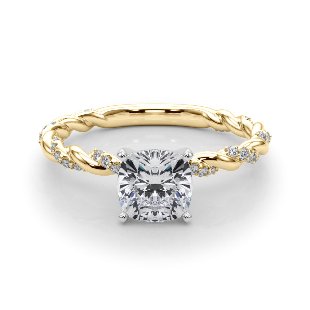 Romantic With Twisted Shank Round Diamond Engagement Ring in 10K/14K gold and platinum with certified lab-grown or natural diamonds