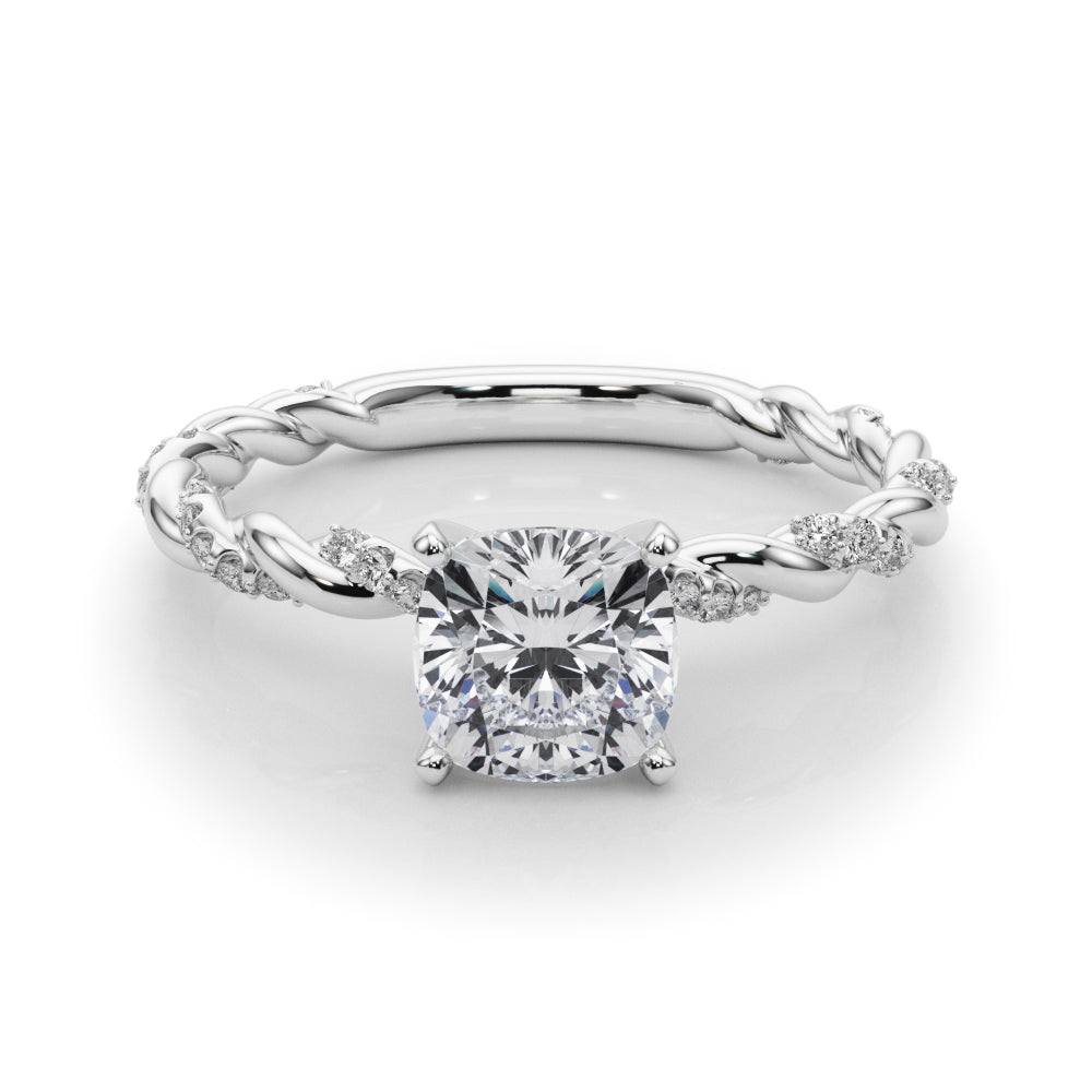 Romantic With Twisted Shank Round Diamond Engagement Ring in 10K/14K gold and platinum with certified lab-grown or natural diamonds