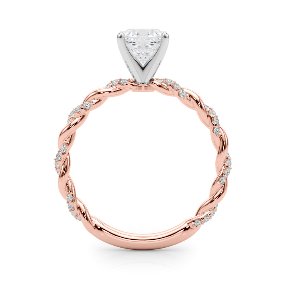 Romantic With Twisted Shank Round Diamond Engagement Ring in 10K/14K gold and platinum with certified lab-grown or natural diamonds