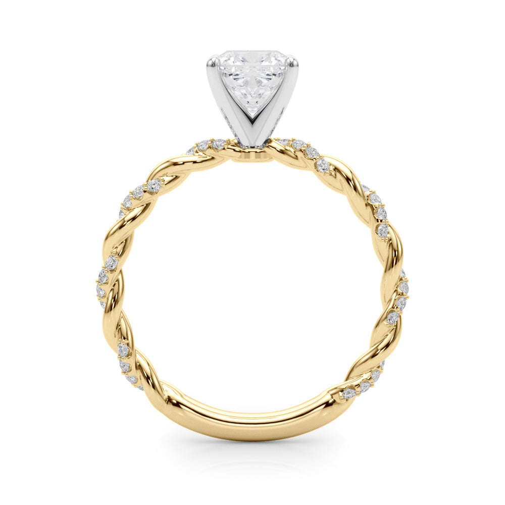 Romantic With Twisted Shank Round Diamond Engagement Ring in 10K/14K gold and platinum with certified lab-grown or natural diamonds