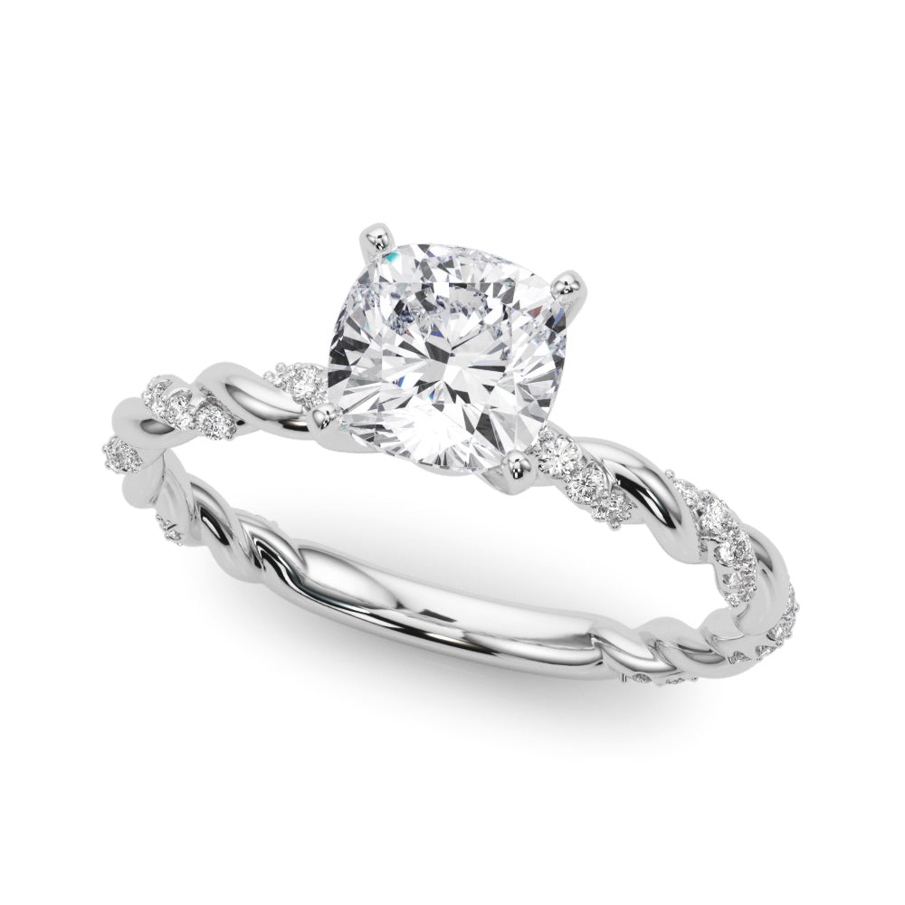 Romantic With Twisted Shank Round Diamond Engagement Ring in 10K/14K gold and platinum with certified lab-grown or natural diamonds