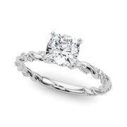 Romantic With Twisted Shank Round Diamond Engagement Ring in 10K/14K gold and platinum with certified lab-grown or natural diamonds