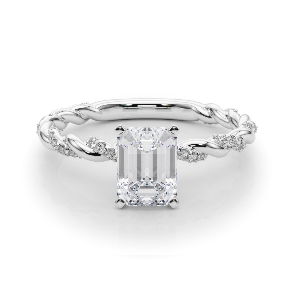 Romantic With Twisted Shank Round Diamond Engagement Ring in 10K/14K gold and platinum with certified lab-grown or natural diamonds