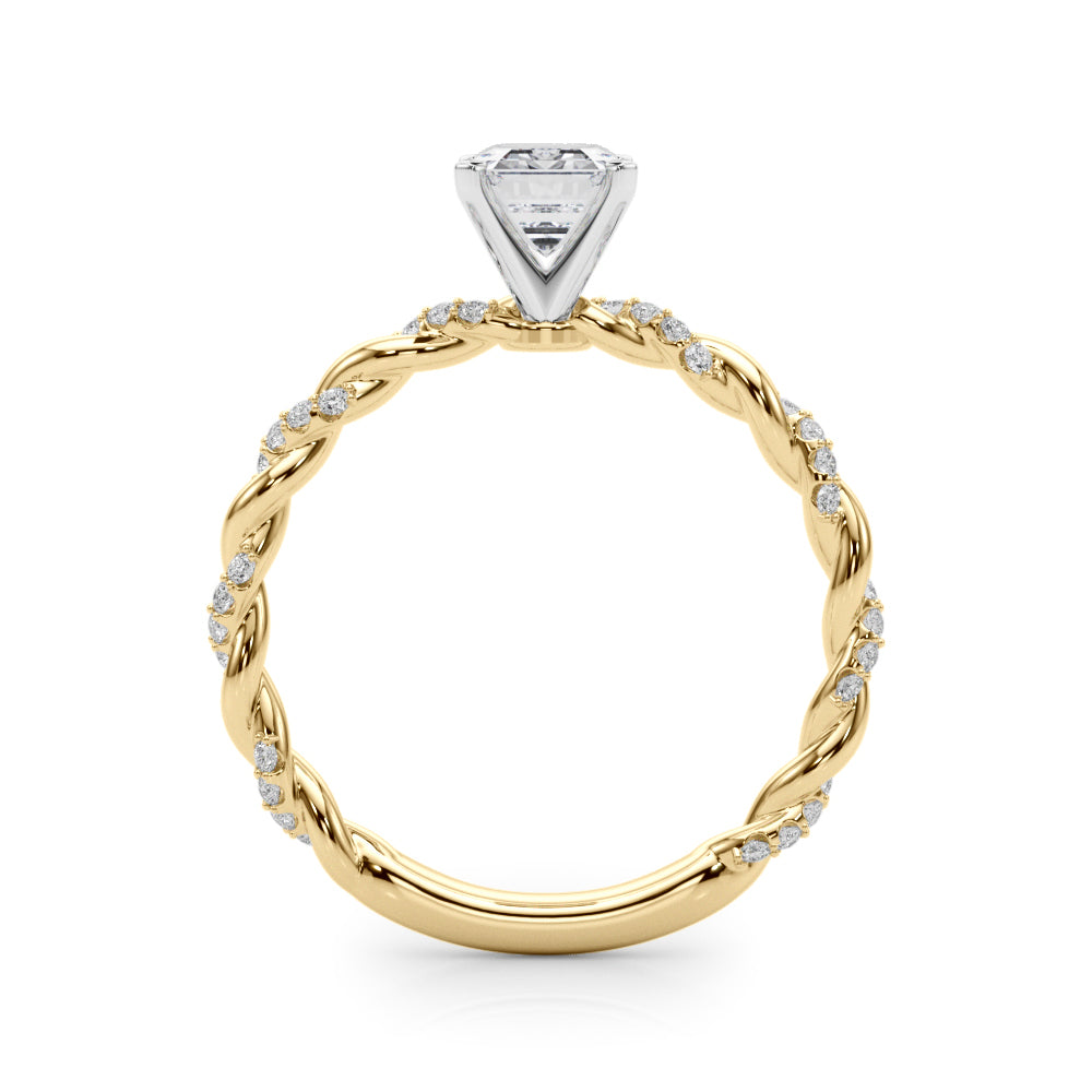 Romantic With Twisted Shank Round Diamond Engagement Ring in 10K/14K gold and platinum with certified lab-grown or natural diamonds