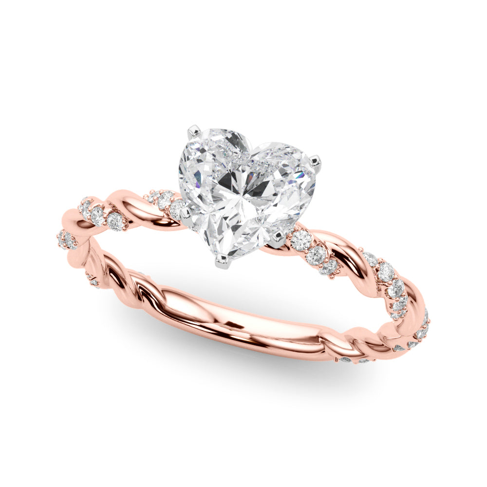 Romantic With Twisted Shank Round Diamond Engagement Ring in 10K/14K gold and platinum with certified lab-grown or natural diamonds