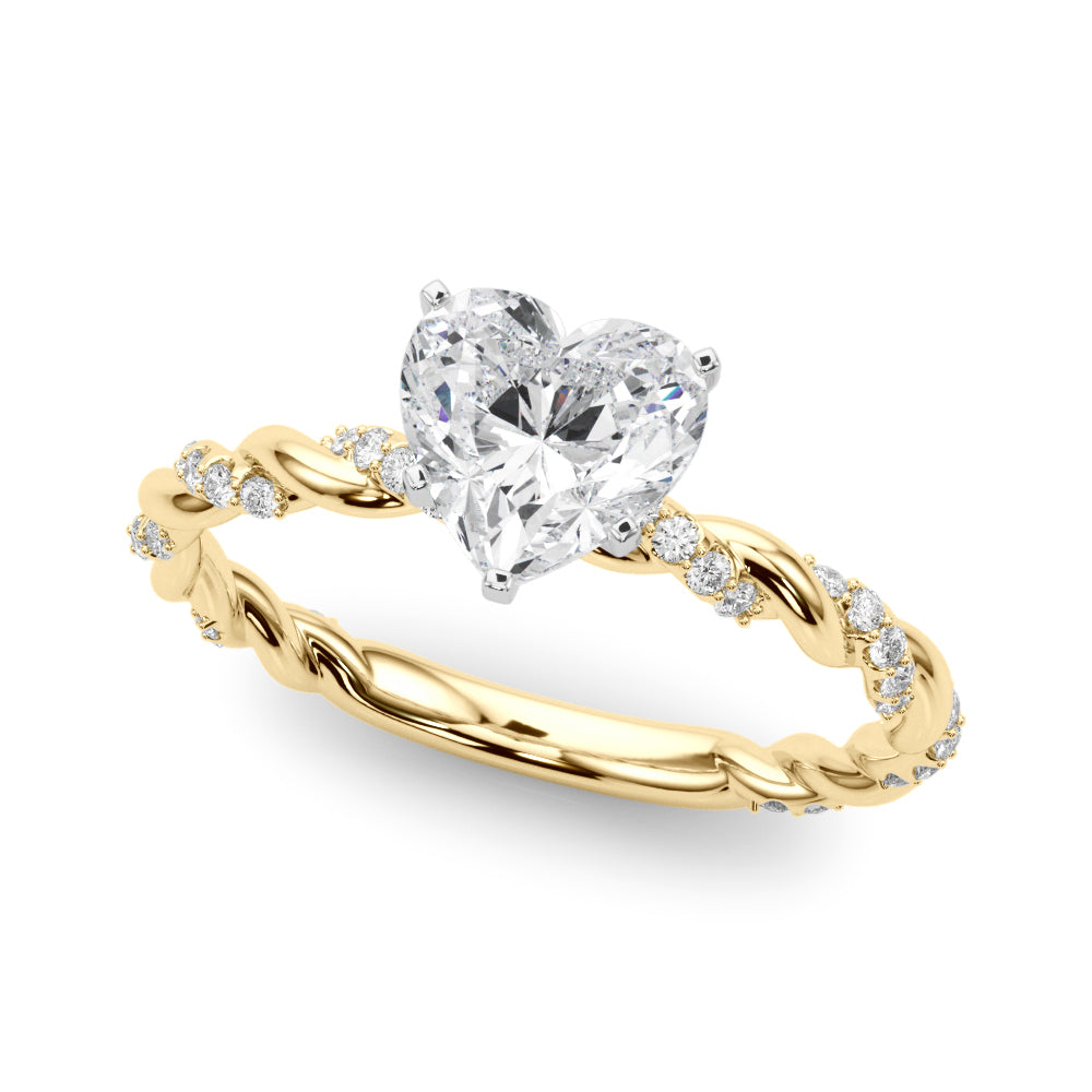 Romantic With Twisted Shank Round Diamond Engagement Ring in 10K/14K gold and platinum with certified lab-grown or natural diamonds