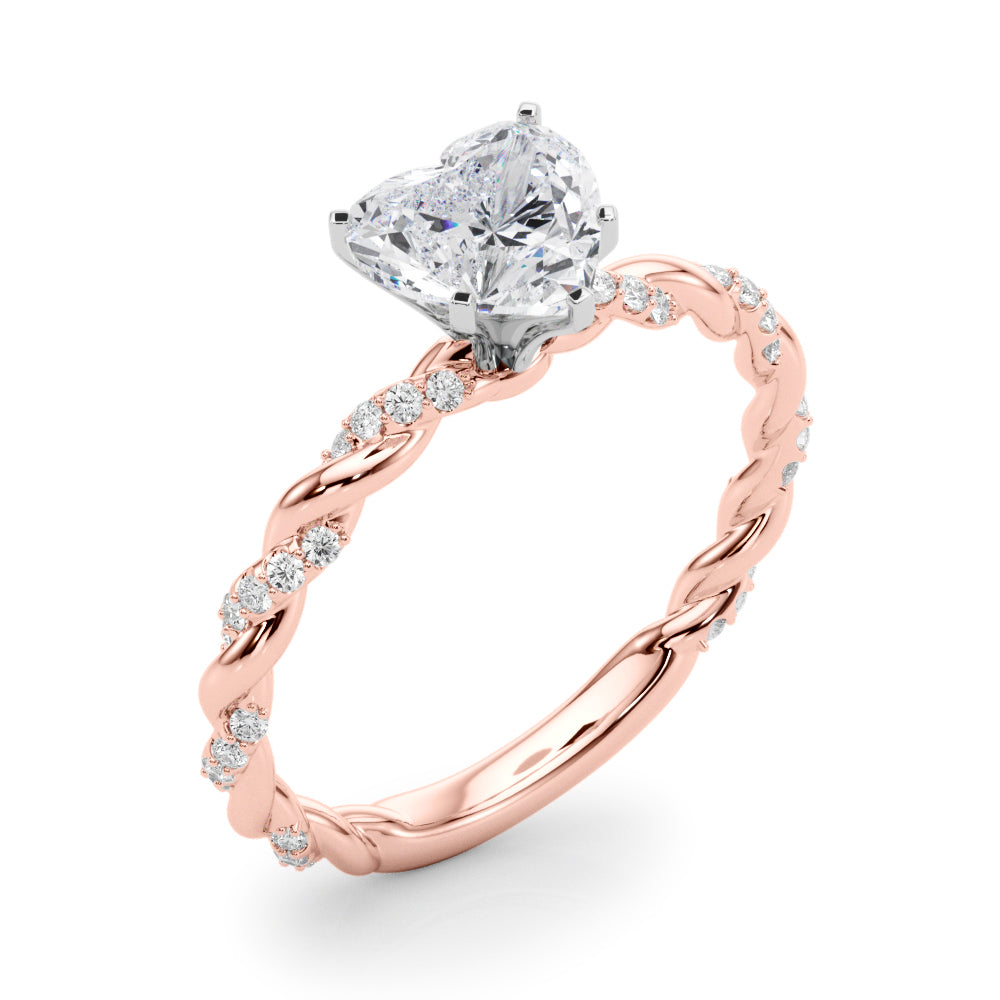 Romantic With Twisted Shank Round Diamond Engagement Ring in 10K/14K gold and platinum with certified lab-grown or natural diamonds