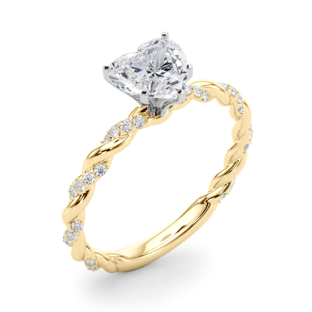 Romantic With Twisted Shank Round Diamond Engagement Ring in 10K/14K gold and platinum with certified lab-grown or natural diamonds