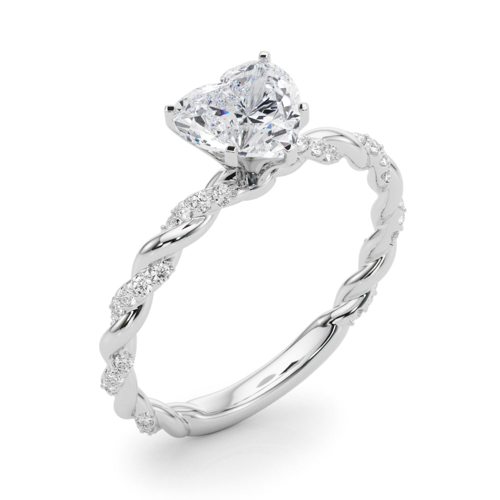 Romantic With Twisted Shank Round Diamond Engagement Ring in 10K/14K gold and platinum with certified lab-grown or natural diamonds