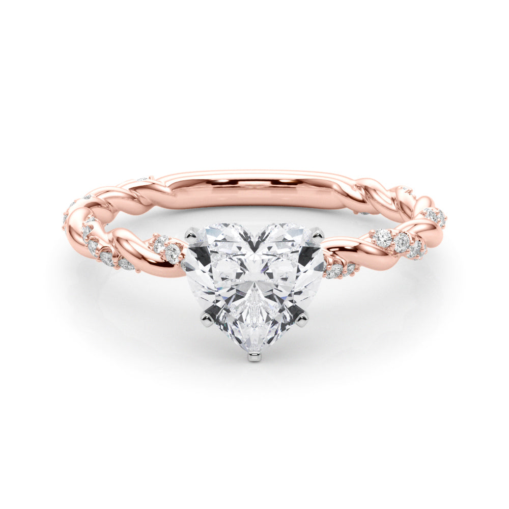 Romantic With Twisted Shank Round Diamond Engagement Ring in 10K/14K gold and platinum with certified lab-grown or natural diamonds