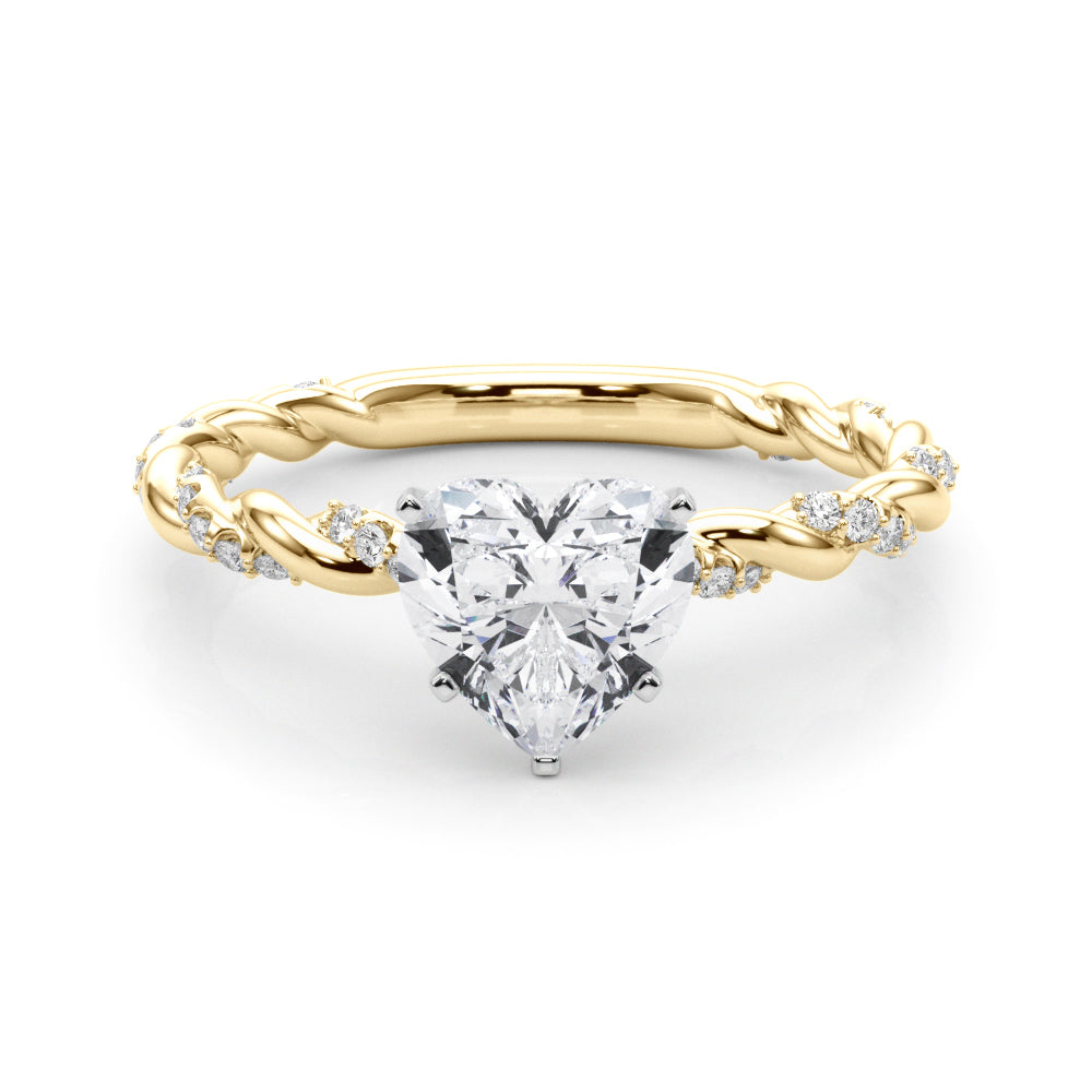 Romantic With Twisted Shank Round Diamond Engagement Ring in 10K/14K gold and platinum with certified lab-grown or natural diamonds