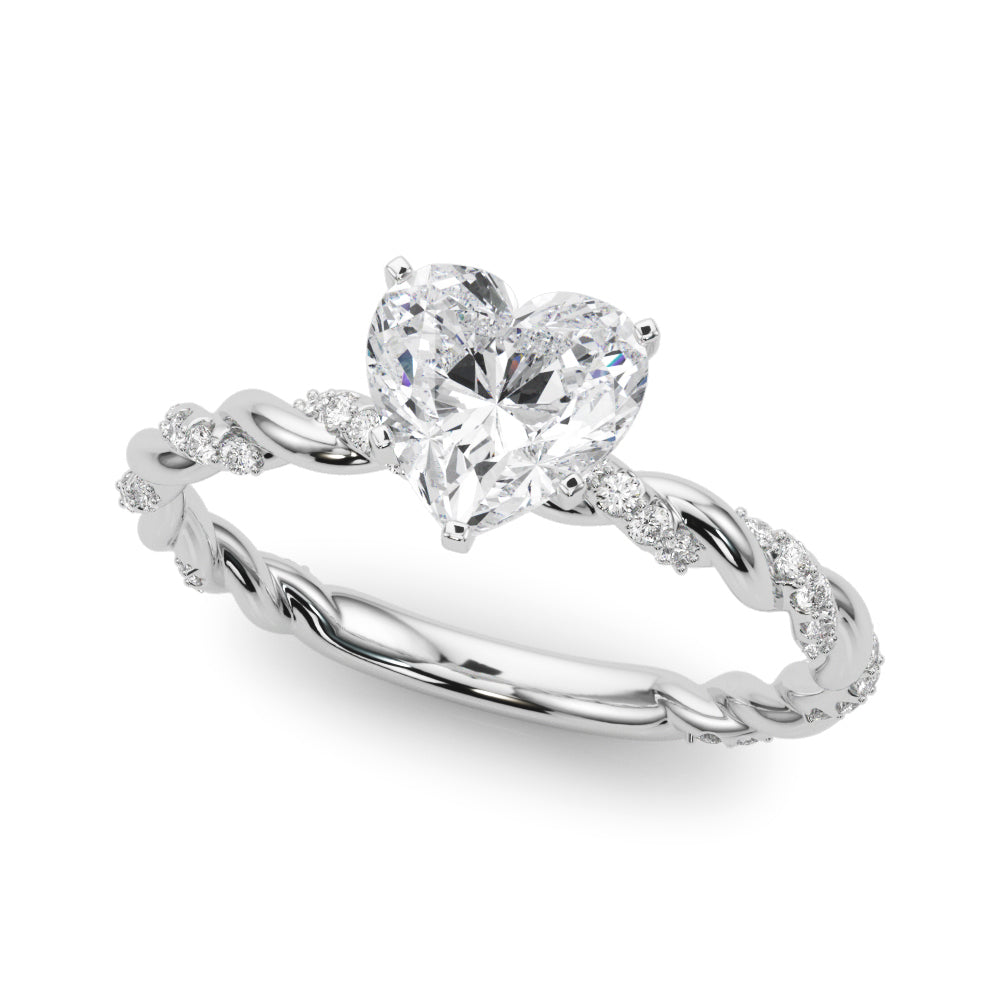 Romantic With Twisted Shank Round Diamond Engagement Ring in 10K/14K gold and platinum with certified lab-grown or natural diamonds