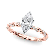 Romantic With Twisted Shank Round Diamond Engagement Ring in 10K/14K gold and platinum with certified lab-grown or natural diamonds
