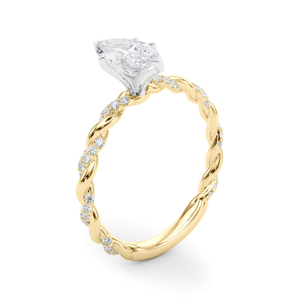 Romantic With Twisted Shank Round Diamond Engagement Ring in 10K/14K gold and platinum with certified lab-grown or natural diamonds