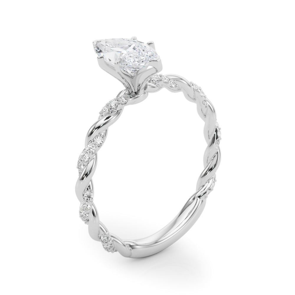 Romantic With Twisted Shank Round Diamond Engagement Ring in 10K/14K gold and platinum with certified lab-grown or natural diamonds