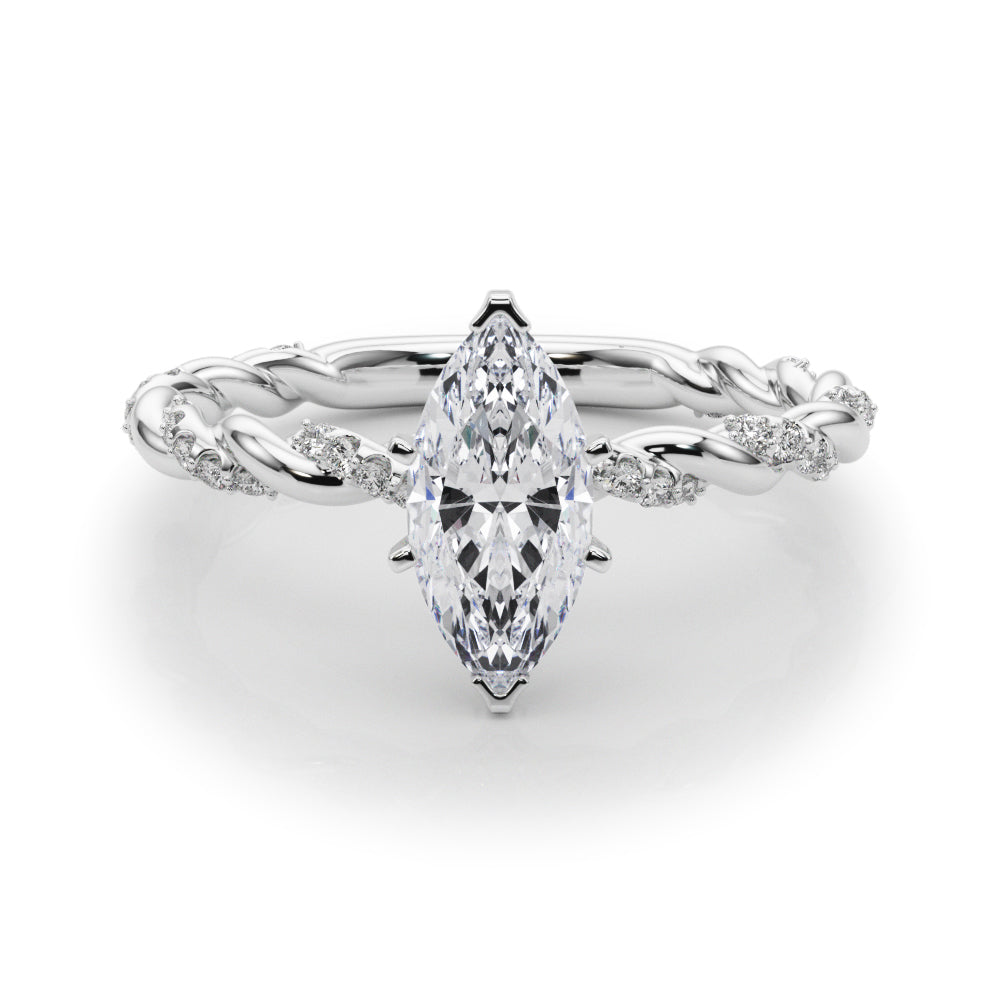 Romantic With Twisted Shank Round Diamond Engagement Ring in 10K/14K gold and platinum with certified lab-grown or natural diamonds