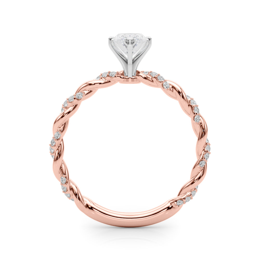 Romantic With Twisted Shank Round Diamond Engagement Ring in 10K/14K gold and platinum with certified lab-grown or natural diamonds