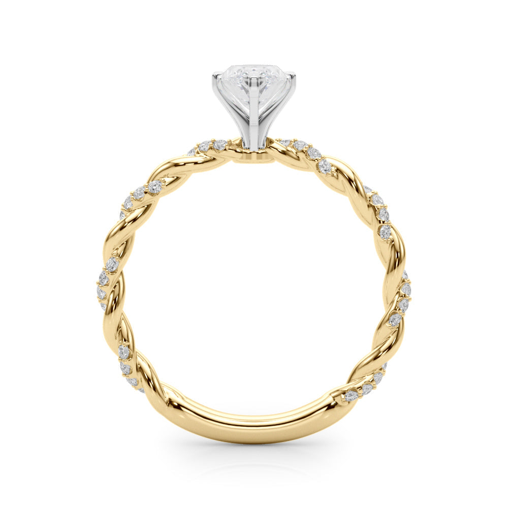 Romantic With Twisted Shank Round Diamond Engagement Ring in 10K/14K gold and platinum with certified lab-grown or natural diamonds