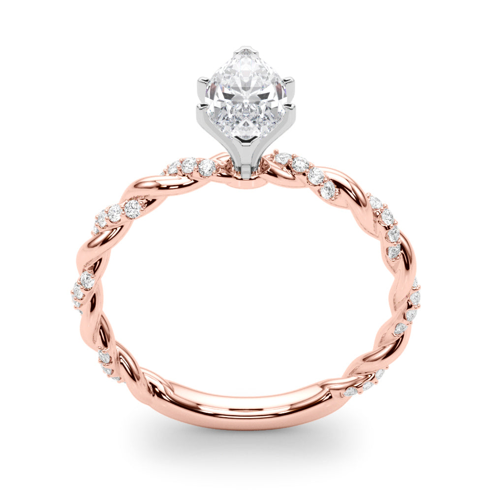 Romantic With Twisted Shank Round Diamond Engagement Ring in 10K/14K gold and platinum with certified lab-grown or natural diamonds