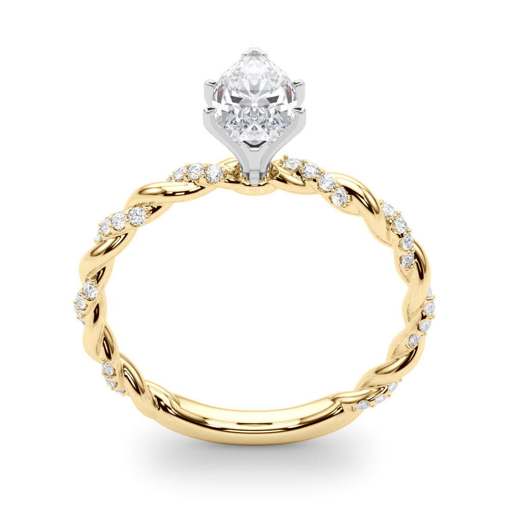 Romantic With Twisted Shank Round Diamond Engagement Ring in 10K/14K gold and platinum with certified lab-grown or natural diamonds