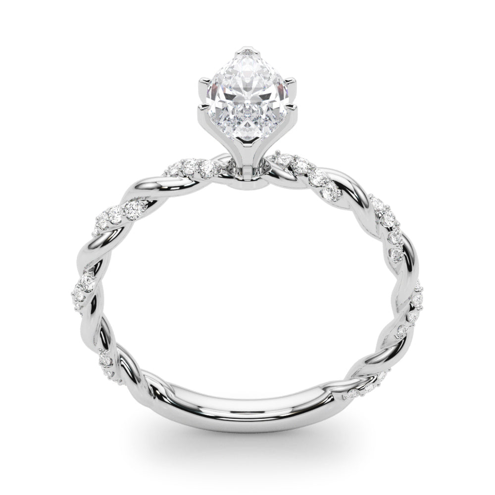 Romantic With Twisted Shank Round Diamond Engagement Ring in 10K/14K gold and platinum with certified lab-grown or natural diamonds
