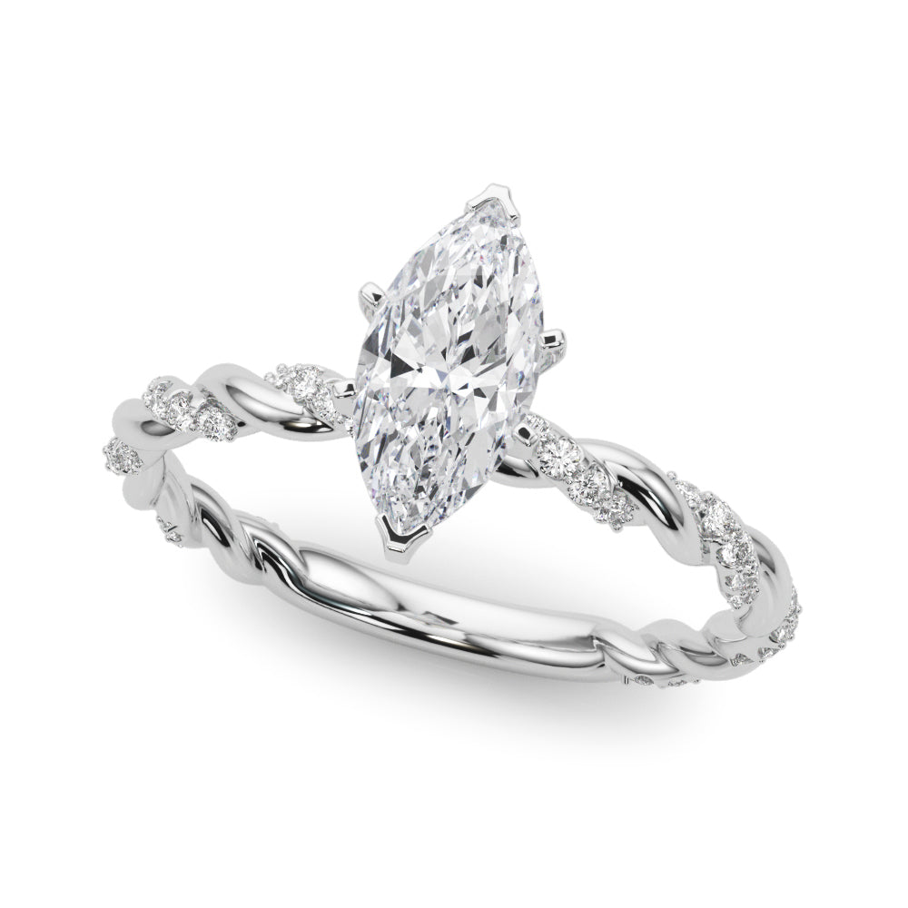 Romantic With Twisted Shank Round Diamond Engagement Ring in 10K/14K gold and platinum with certified lab-grown or natural diamonds