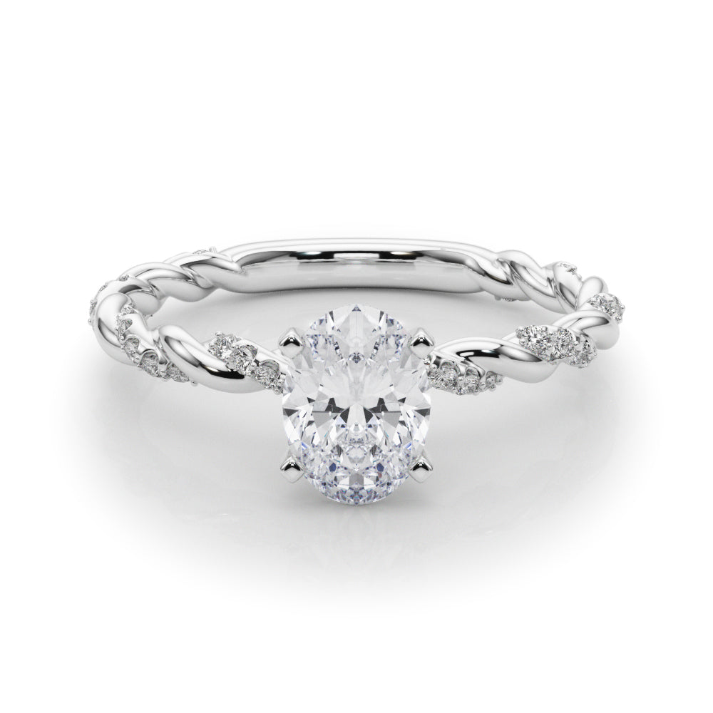 Romantic With Twisted Shank Round Diamond Engagement Ring in 10K/14K gold and platinum with certified lab-grown or natural diamonds