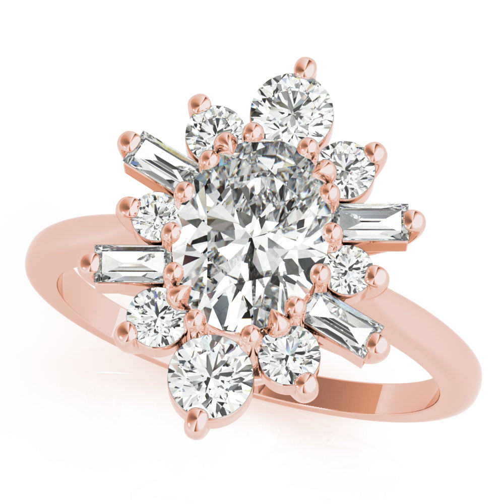Statement Fashion Ring Oval Diamond Engagement Ring in 10K/14K gold and platinum with certified lab-grown or natural diamonds