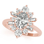 Statement Fashion Ring Oval Diamond Engagement Ring in 10K/14K gold and platinum with certified lab-grown or natural diamonds