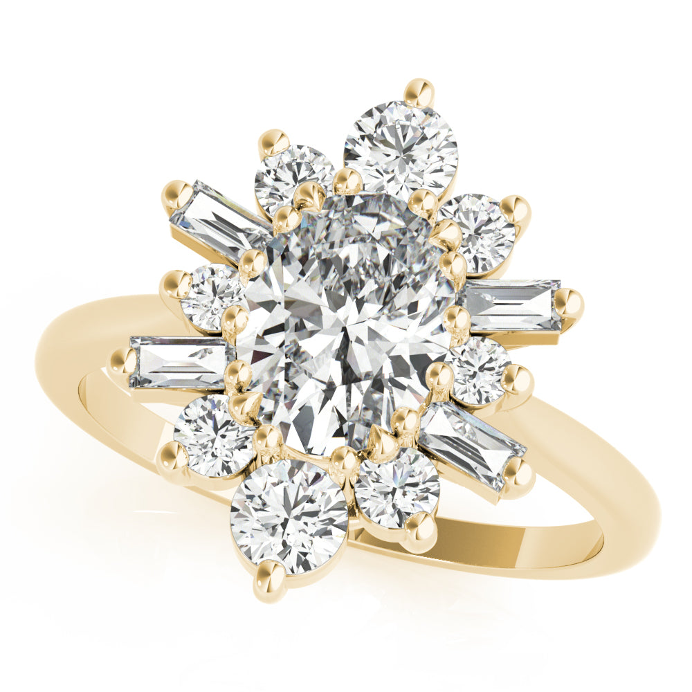 Statement Fashion Ring Oval Diamond Engagement Ring in 10K/14K gold and platinum with certified lab-grown or natural diamonds