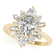 Statement Fashion Ring Oval Diamond Engagement Ring in 10K/14K gold and platinum with certified lab-grown or natural diamonds