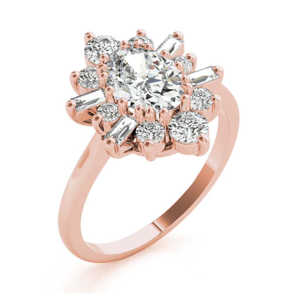 Statement Fashion Ring Oval Diamond Engagement Ring in 10K/14K gold and platinum with certified lab-grown or natural diamonds