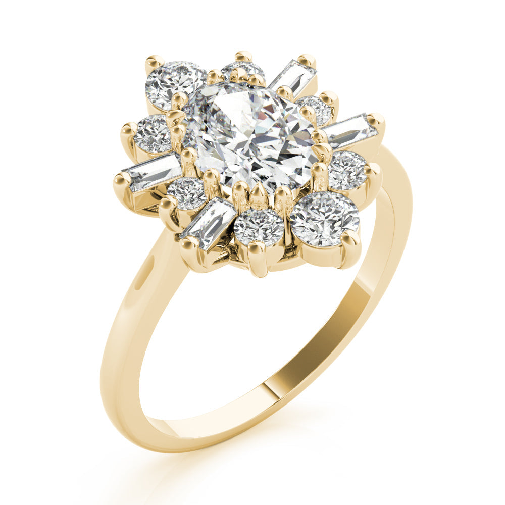 Statement Fashion Ring Oval Diamond Engagement Ring in 10K/14K gold and platinum with certified lab-grown or natural diamonds
