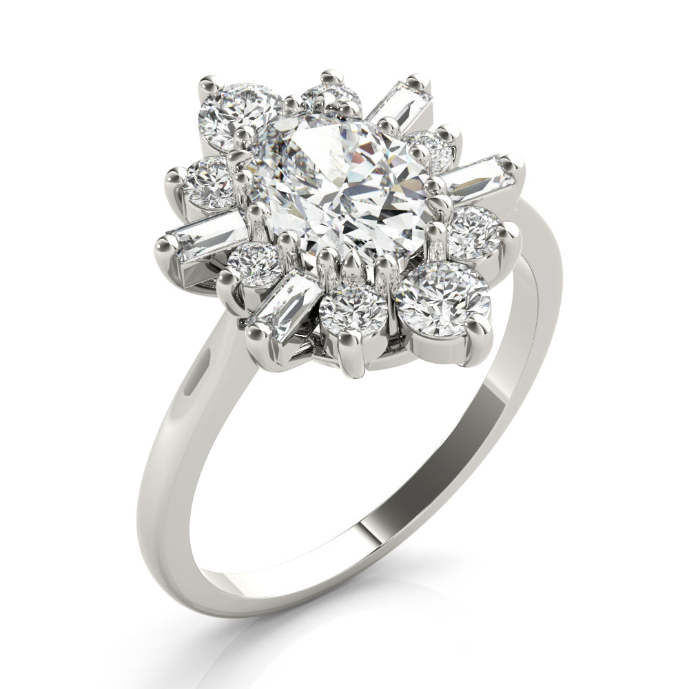 Statement Fashion Ring Oval Diamond Engagement Ring in 10K/14K gold and platinum with certified lab-grown or natural diamonds