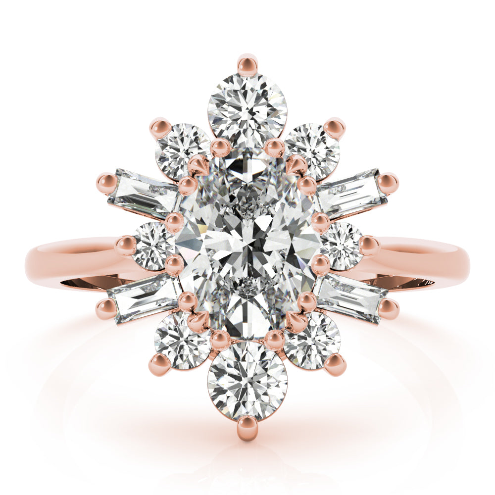 Statement Fashion Ring Oval Diamond Engagement Ring in 10K/14K gold and platinum with certified lab-grown or natural diamonds