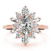Statement Fashion Ring Oval Diamond Engagement Ring in 10K/14K gold and platinum with certified lab-grown or natural diamonds