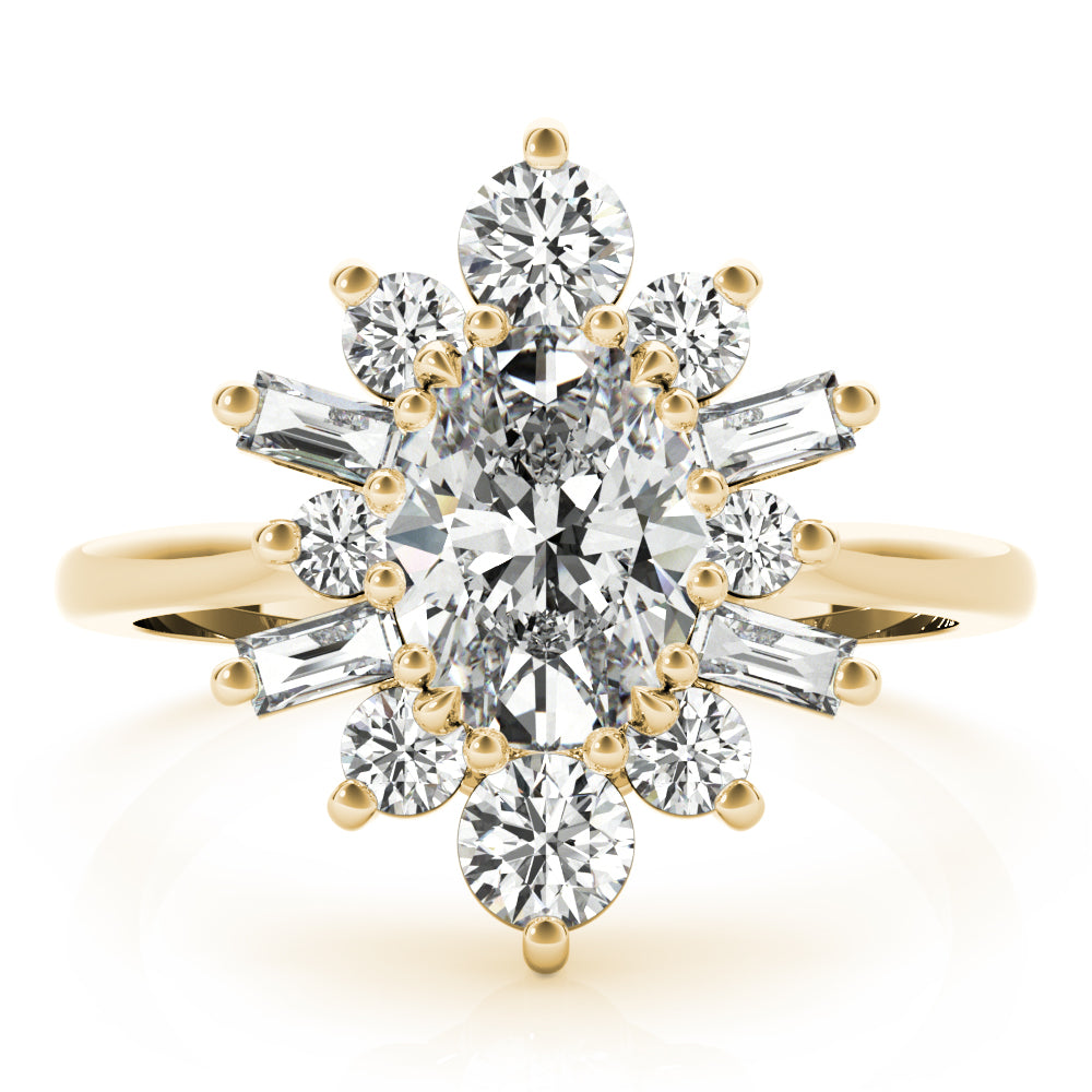 Statement Fashion Ring Oval Diamond Engagement Ring in 10K/14K gold and platinum with certified lab-grown or natural diamonds
