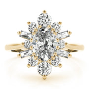 Statement Fashion Ring Oval Diamond Engagement Ring in 10K/14K gold and platinum with certified lab-grown or natural diamonds