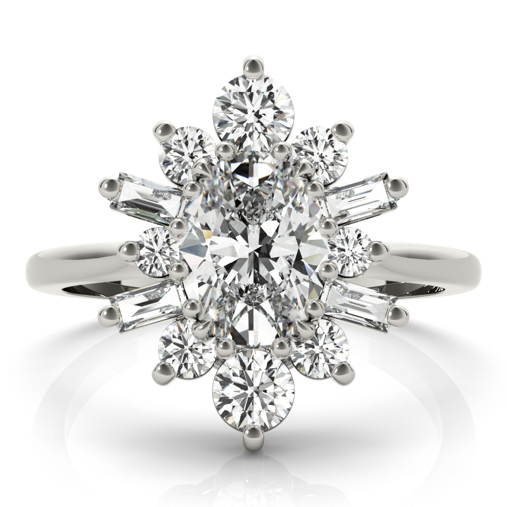 Statement Fashion Ring Oval Diamond Engagement Ring in 10K/14K gold and platinum with certified lab-grown or natural diamonds