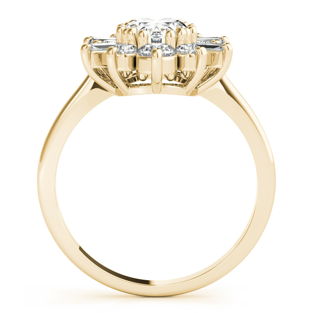 Statement Fashion Ring Oval Diamond Engagement Ring in 10K/14K gold and platinum with certified lab-grown or natural diamonds
