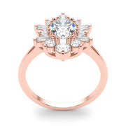 Statement Fashion Ring Oval Diamond Engagement Ring in 10K/14K gold and platinum with certified lab-grown or natural diamonds