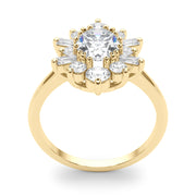 Statement Fashion Ring Oval Diamond Engagement Ring in 10K/14K gold and platinum with certified lab-grown or natural diamonds